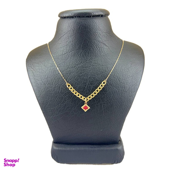 گردنبند طلا 18 عیار زنانه طرح کارتیر ظریف صورتی کد 58865