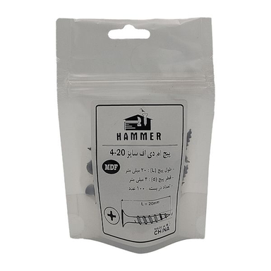 پیچ ام دی اف هامر مدل 4X20mm بسته 100 عددی
