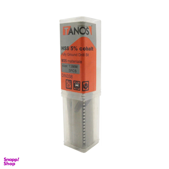 مته کبالت تانوس مدل YP-HSS-SIZE13 سایز 13 میلی متر مجموعه 5 عددی
