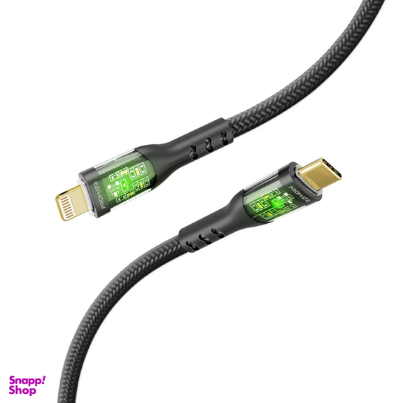 کابل USB-C به لایتنینگ پرومیت مدل TRANSLINE-CI.BLACK طول 1.2 متر