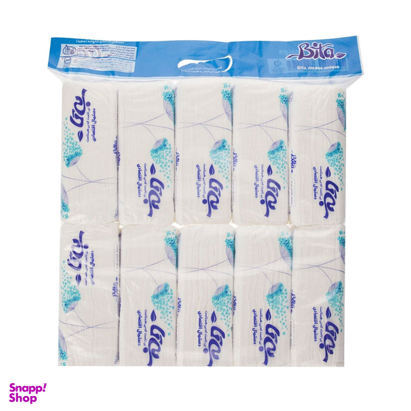 دستمال کاغذی اقتصادی 100 برگ بی تا مدل White بسته 10 عددی