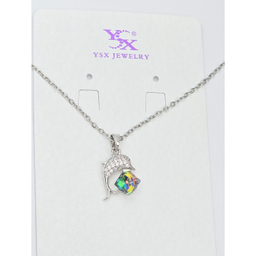 گردنبند زنانه وای اس ایکس با سنگ سواروسکی طرح دلفین کد swar