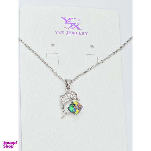 گردنبند زنانه وای اس ایکس با سنگ سواروسکی طرح دلفین کد swar