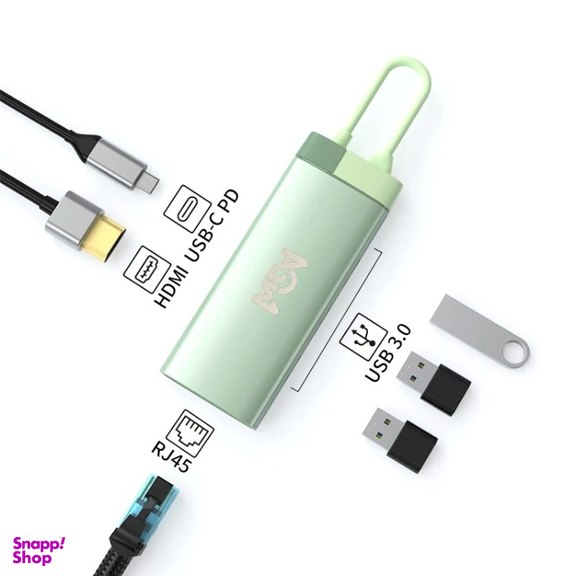 USB هاب 6 پورت Type-C ای جی دبلیو مدل BS6A