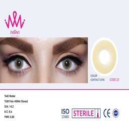 لنز رنگی چشم لئا کد 22 رنگ زرد سبز به همراه نگهدارنده لنز