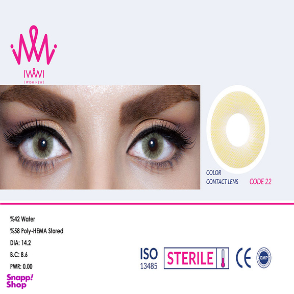 لنز رنگی چشم لئا کد 22 رنگ زرد سبز به همراه نگهدارنده لنز