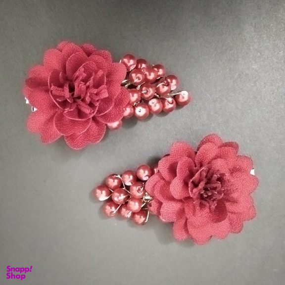 گیره مو دخترانه مدل گل پرچمی مجموعه دو عددی