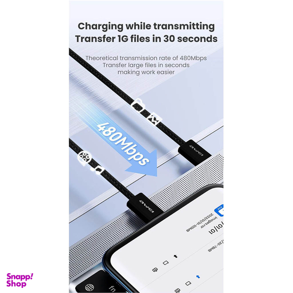 کابل دیتا USB Type-C اوی مدل CL-219T 60W طول 1 متر