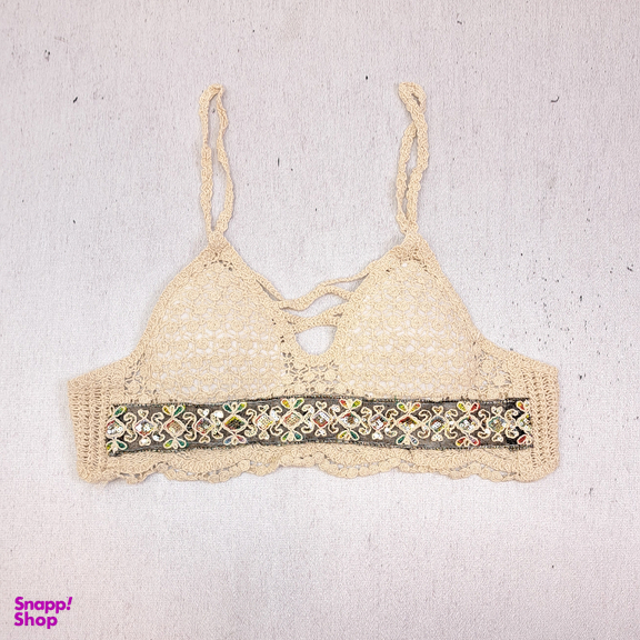 تاپ نیم تنه زنانه گیپور کد Solo N05 رنگ کرم