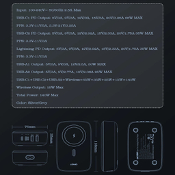 شارژر رومیزی الدینیو مدل GAN-6IN1-Q4010-140W