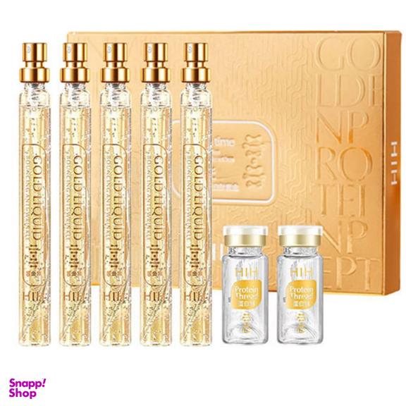 پک ضد چروک اچ آی اچ مدل نخ کلاژن جذبی و طلا بسته 7 عددی