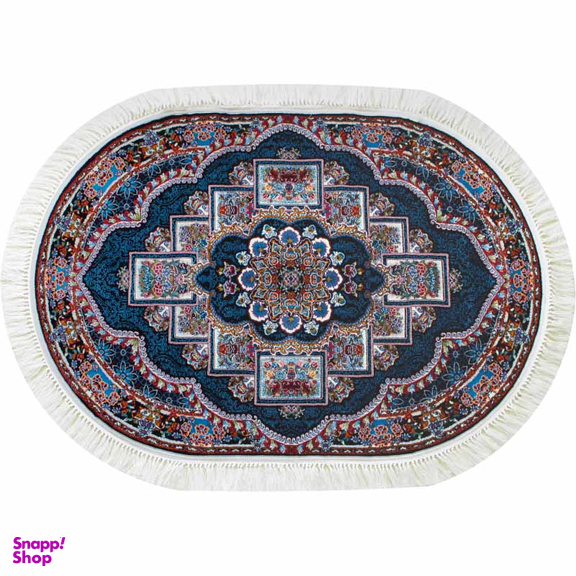 فرش ماشینی مدل بیضی طرح ناردون رنگ سرمه ای