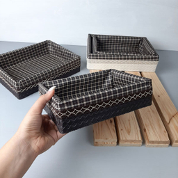 سبد نان و سبزی مدل چوب و چرم کد T1099T مجموعه 2 عددی