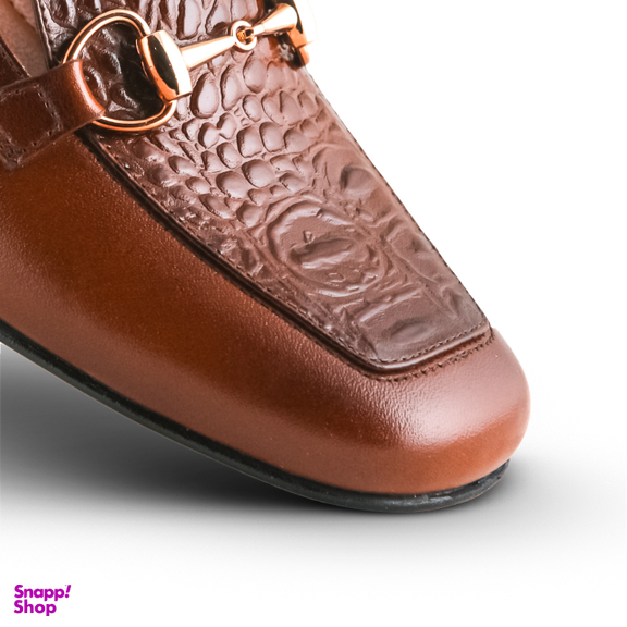 کفش پاشنه دار زنانه چرم یلسان مدل سرنا کد 621-GAN رنگ عسلی