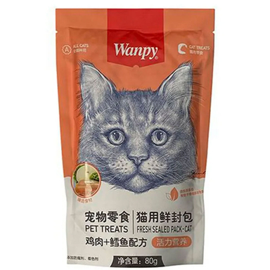 پوچ گربه ونپی مدل Fish & Chicken با طعم مرغ و ماهی تن وزن 80 گرم