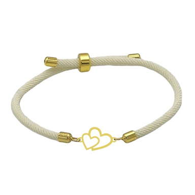 دستبند طلا عیار 18 زنانه شمیم گلد گالری مدل آسانسوری پلاک دار دوقلب