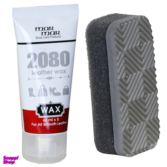 واکس کفش بی رنگ مرمر کد 2080 به همراه اسفنج و 6 ابر براق کننده و بوگیر کفش