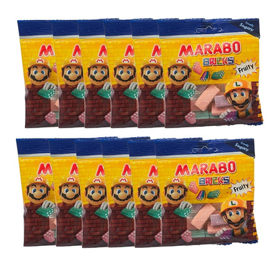 پاستیل لقمه ای آجری مارابو وزن 50 گرم بسته 12 عددی