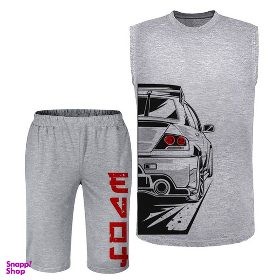 ست تاپ و شلوارک مردانه مدل ماشین کد N50