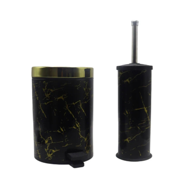 ست سطل زباله و فرچه بهازکالا مدل ماربل کد YPB-3L