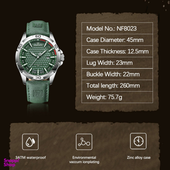 ساعت مچی عقربه ای مردانه نیوی فورس مدل تقویم دار بند جیر کد NF8023-S/GN