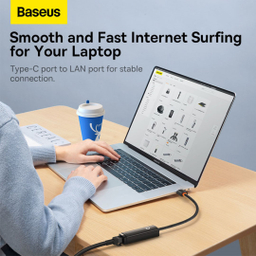 کابل تبدیل Type-C به پورت شبکه RJ45 LAN بیسوس مدل Lite Series WKQX000201