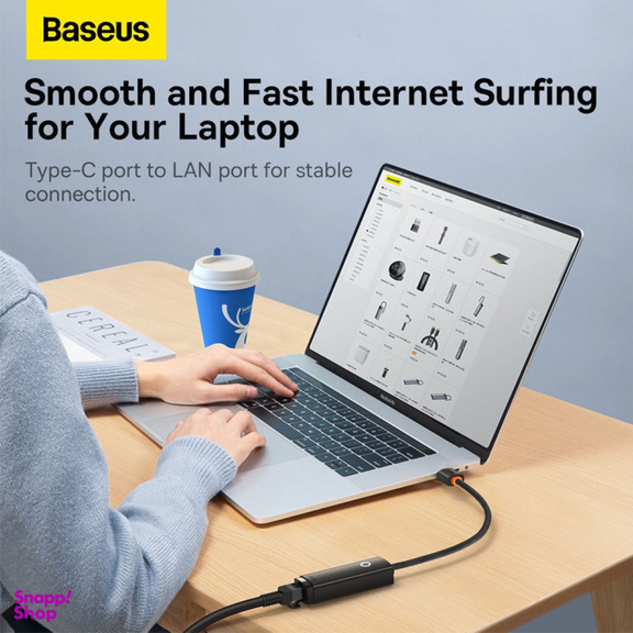 کابل تبدیل Type-C به پورت شبکه RJ45 LAN بیسوس مدل Lite Series WKQX000201