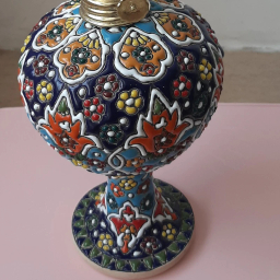 چراغ گردسوز میناکاری سفالی مدل یلدا کد D10 مجموعه دو عددی