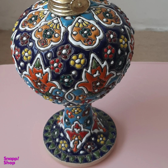 چراغ گردسوز میناکاری سفالی مدل یلدا کد D10 مجموعه دو عددی