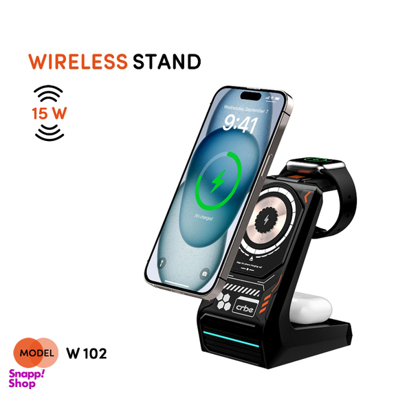 شارژر مغناطیسی رومیزی 15 وات کربی مدل W102 3IN1