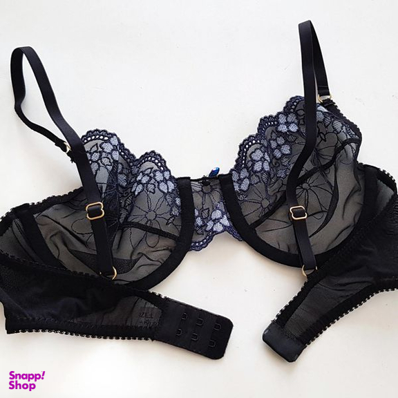 ست شورت و سوتین زنانه فیتن فرخ زادی مدل فنردار گیپور کد 4952-9 رنگ مشکی