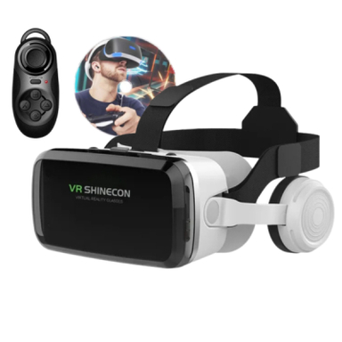 عینک واقعیت مجازی شاینکن مدل VR Shinecon G04BS به همراه ریموت کنترل و لوح فشرده بازی‌ ها و فیلم‌ ها