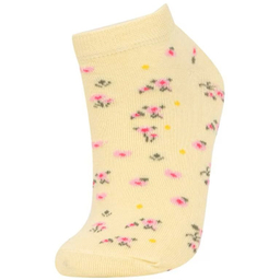 جوراب ساق کوتاه زنانه دفکتو مدل Flowers بسته 5 عددی