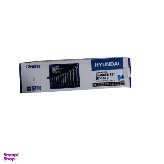 آچار یک سر تخت و یک سر رینگ هیوندای مدل HT-1412 مجموعه 8 عددی