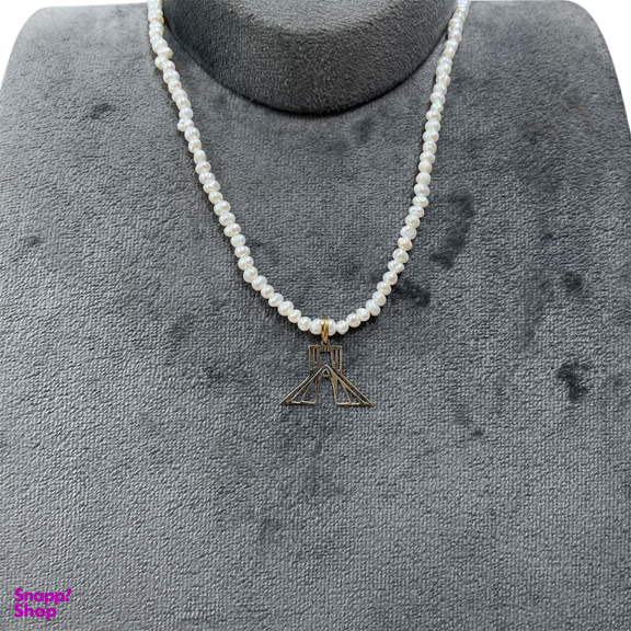 گردنبند طلا 18 عیار زنانه مدل مروارید و برج آزادی