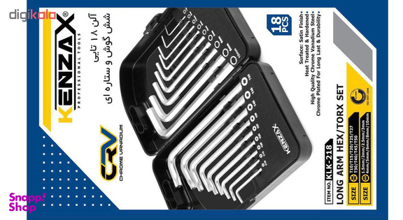 مجموعه 18 عددی آچار آلن و ستاره ای بلند کنزاکس مدل KLK-218