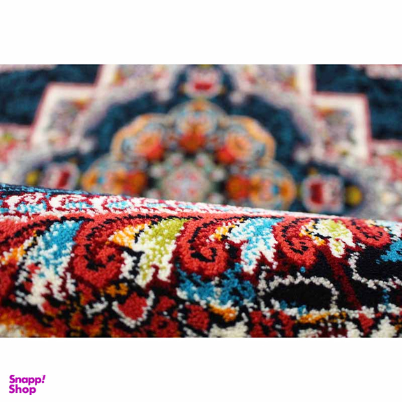 فرش ماشینی مدل گرد طرح ناردون رنگ سرمه ای