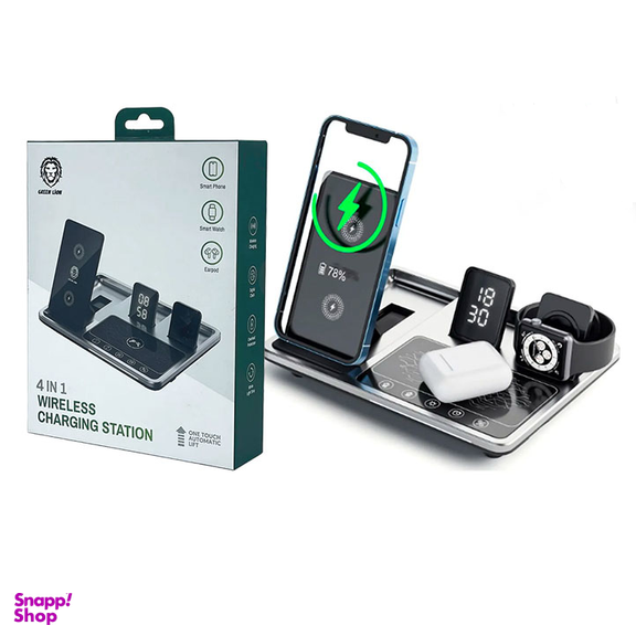 استند شارژر 4 کاره گرین مدل Green Lion 4 in 1 Wireless Charging Station 15W