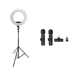 کیت تولید محتوا رینگ لایت SR-360A به همراه پایه مدل 805 و میکروفون بی سیم مدل K9