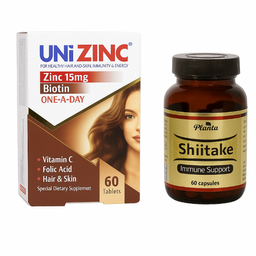 کپسول پاکسازی ویروس HPV شیتاکه پلانتا بسته 60 عددی به همراه مکمل تقویت کننده یونی زینک بسته 60 عددی