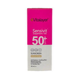 کرم ضد افتاب پوست حساس ویتالیر مدل سنسی ویت رنگ بژ طبیعی حجم 40 میلی لیتر