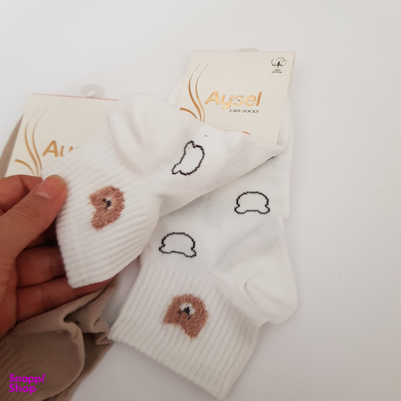 جوراب دخترانه مدل خرسی بسته دو عددی