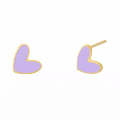 گوشواره طلا 18 عیار زنانه گالری ابرا مدل قلب بنفش کد A11