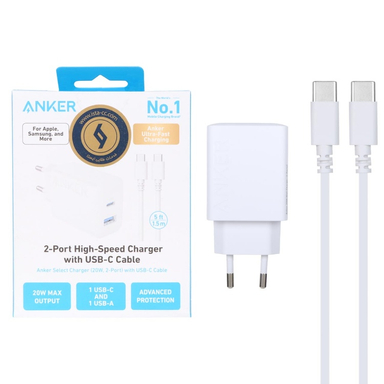 شارژر دیواری انکر مدل B2348 PD 20W به همراه کابل شارژ Type-C