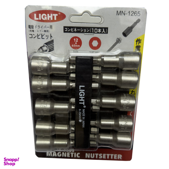 آچار بکس شیروانی لایت مدل SMT-LIGT-JAPAN-MN-1265-1/4-12*65mm سایز 12-1/4 میلی متر مجموعه 10 عددی