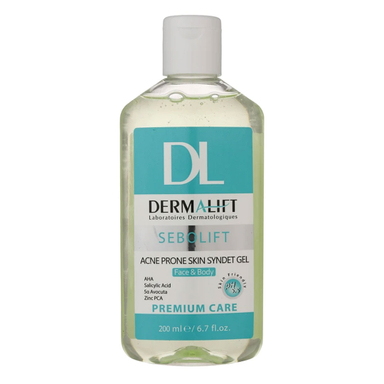 ژل شستشوی غیر صابونی صورت و بدن درمالیفت مناسب پوست های چرب و جوش دار حجم 200 میلی لیتر