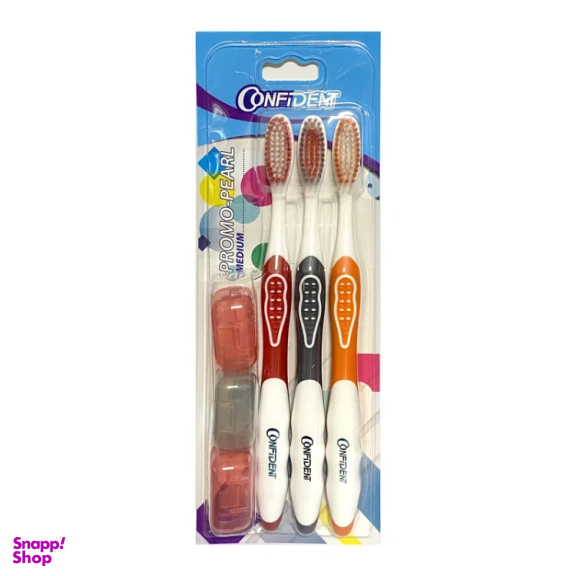 مسواک کانفیدنت مدل پرومو برس متوسط بسته 3 عددی