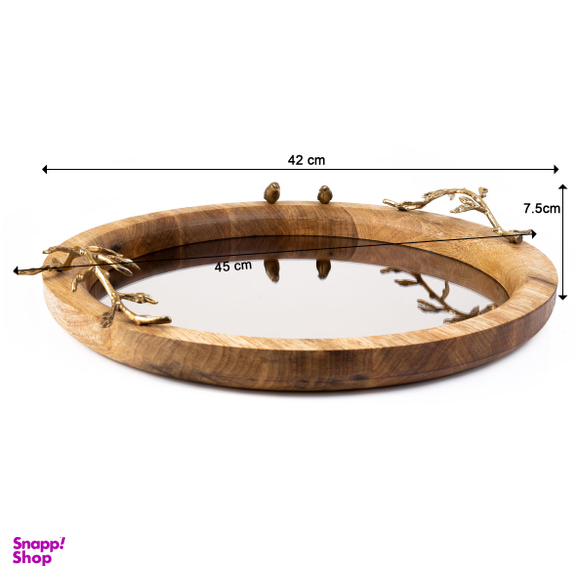 سینی گرد کف آینه ای گلد گیش مدل گلدن برد سایز بزرگ کد GK829506