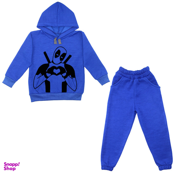 ست هودی و شلوار پسرانه مدل ددپول A04 رنگ آبی