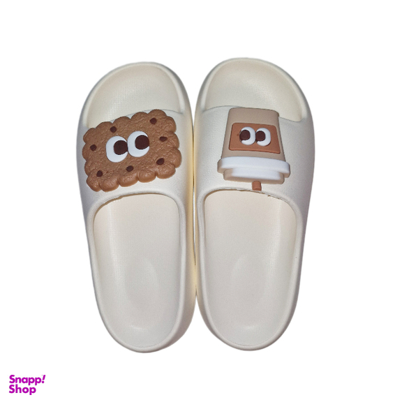 دمپایی زنانه مدل بيسکوئيتی رنگ سفید